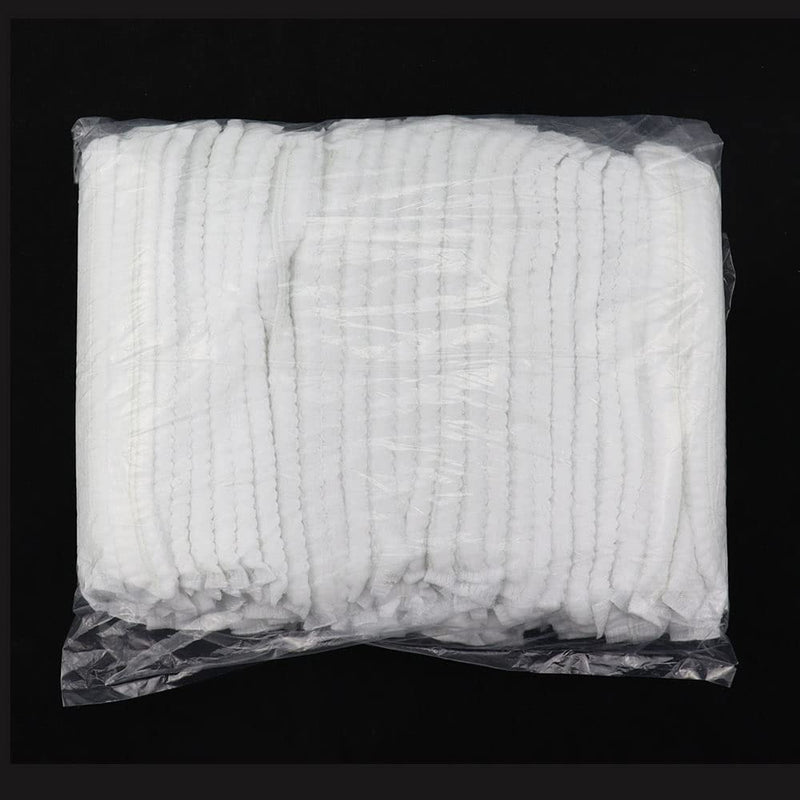 SRunDe Pack of 100 Disposable Hair Nets 21 Inch Breathable Disposable Caps with Elastic Stretch Band White Fleece Caps Head Caps for Nurses