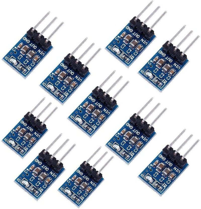 Fasizi 10pcs 3.3 DC Voltage Regulator Step Down Power Supply Module 4.75V-12V to 3.3V 800mA