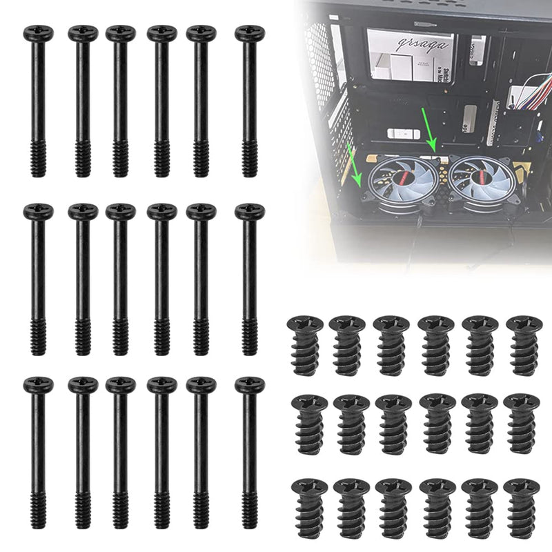 PERFETSELL Pack of 80 PC case screws carbon steel PC fan screws case computer fan screws PC fan screws radiator screws for PC cases, fans