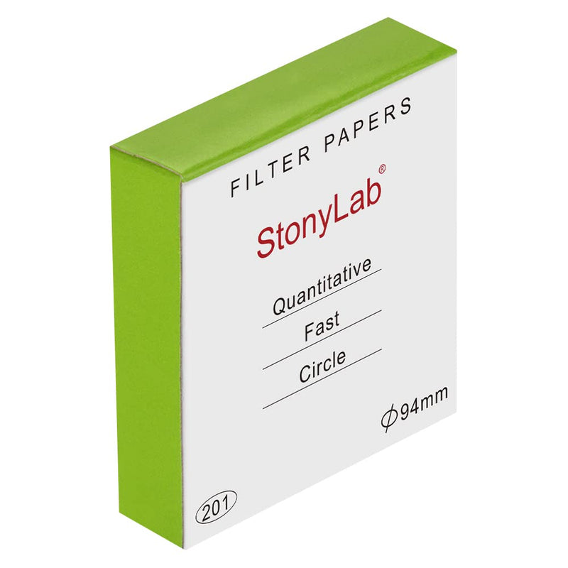 Stonylab Quantitative Filter Paper, Pack of 100 Fast Speed Cellulose Filter Paper Round 25 Micron Particle Retention, 94 mm Diameter 94 mm Diameter