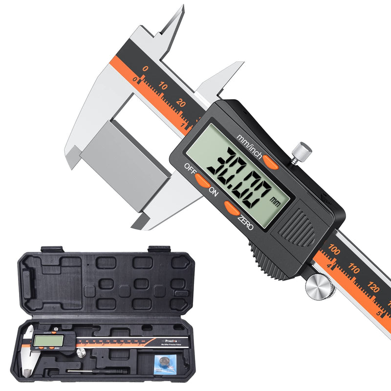 Digital caliper, 150mm / 6-inch digital caliper with large LCD display for external, internal and depth measurements