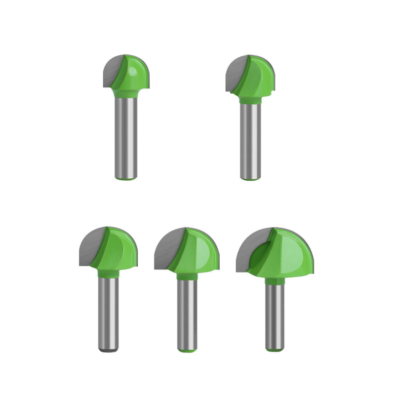 BIGP 5 pieces 8 mm shank round nose cove core box cutter carbide router bit groove cutter ball cutter woodworking cutter (diameter 16/18/22/25/32 mm)