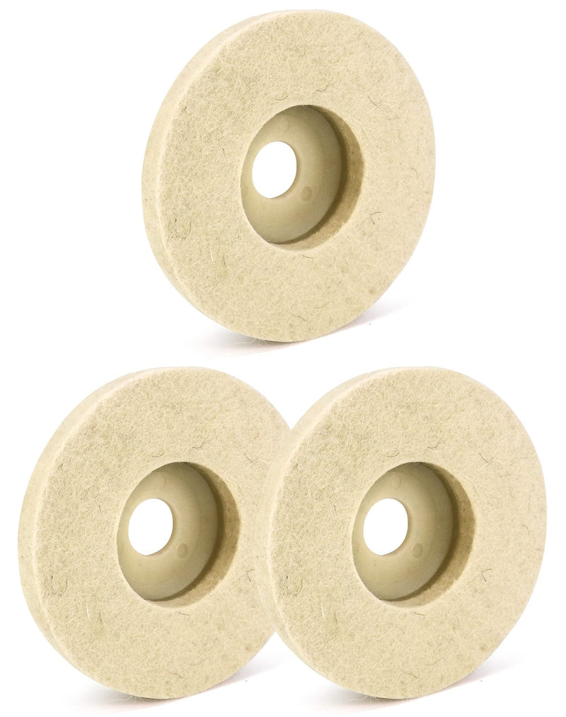 QWORK Pack of 3 felt polishing pads 125 mm, wool felt polishing disc, polishing discs for double grinders, for polishing metal, stainless steel, wood, stone