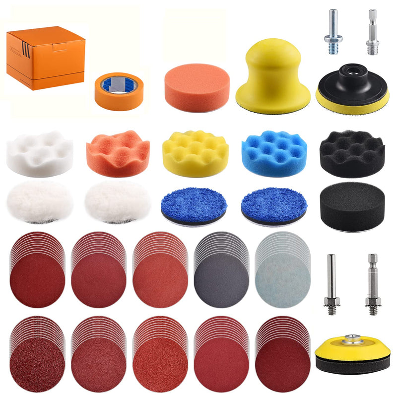 NYNM 120 Pack 75mm Polishing Discs for Drill Grinding Accessories Set with 8mm and 6.35mm Shank for Car Polisher Wax Sealing Shine, Sanding Discs Include 80-3000#