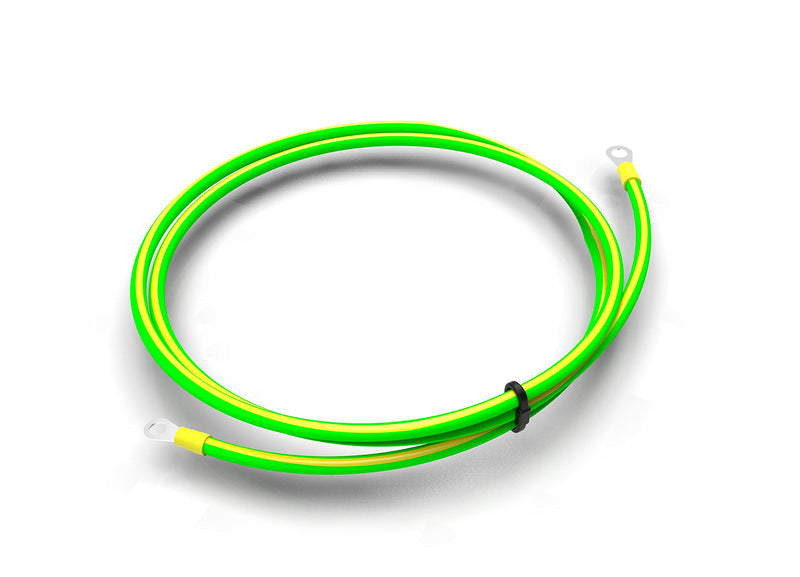 CusoTec grounding cable ground cable green yellow 6mm² ring cable lug insulated with eyelet grounding server cabinet network cabinet patch field (200cm) 200cm