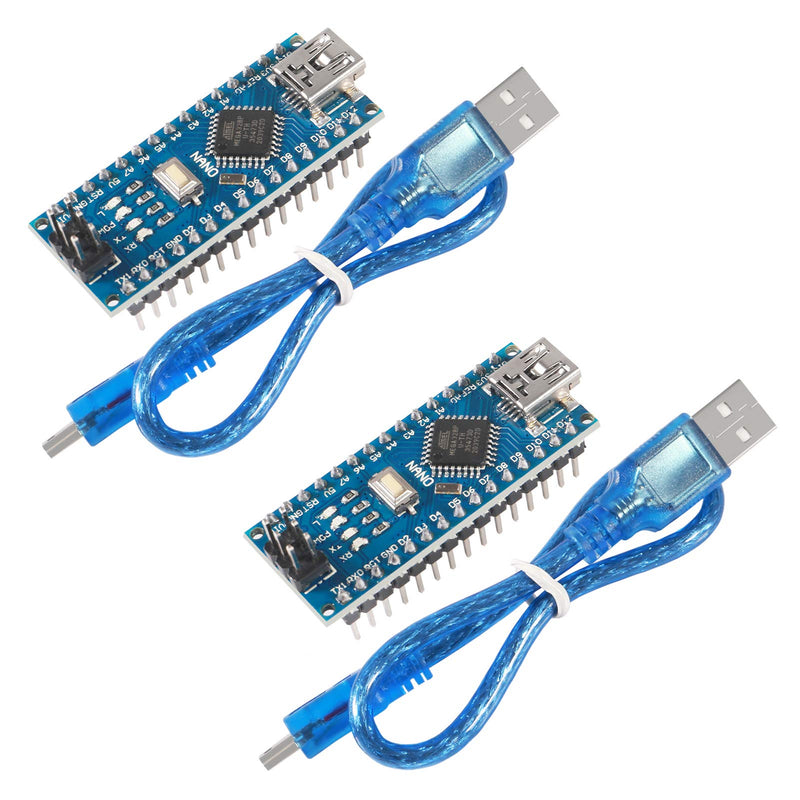 2PCS Nano ATMEGA Module V3.0 5V 16MHz 328P Mini USB Micro Controller Board with USB Cable 2pcs with Cable