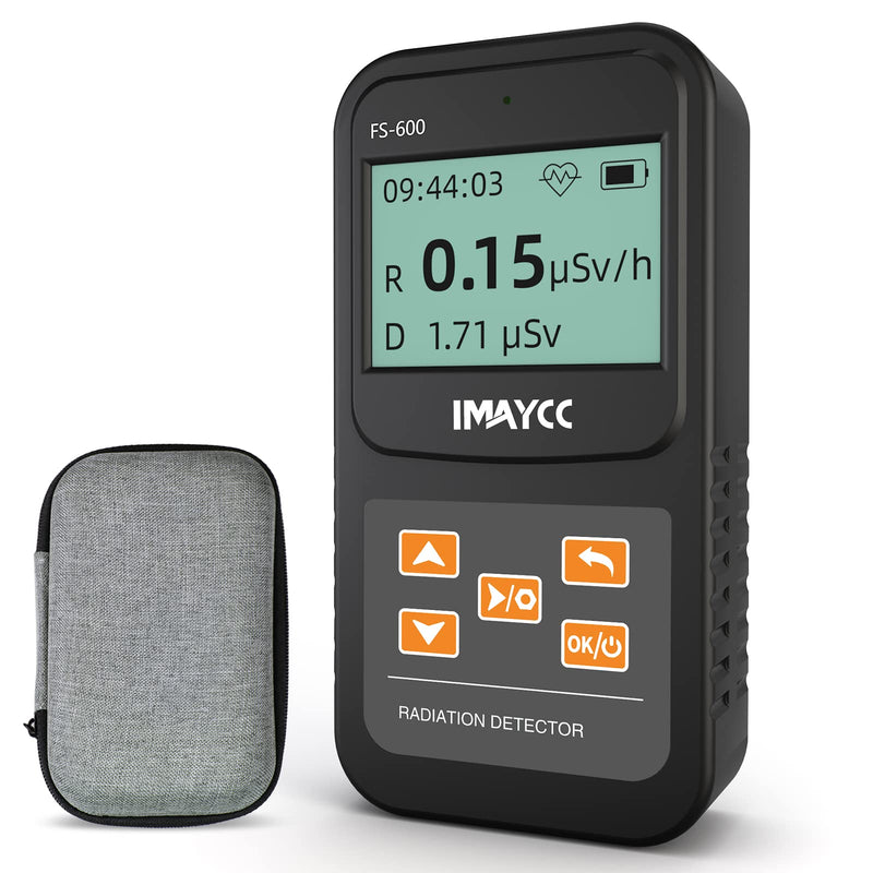 IMAYCC Geiger counter, digital radiation detector with real-time display, can be used in homes, businesses, indoors and outdoors. Black