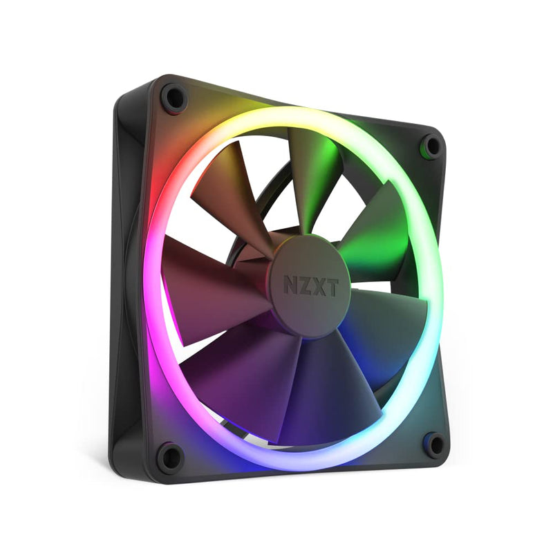 NZXT F120 RGB Fans - RF-R12SF-B1 - Advanced RGB Lighting Customization - Whisper Quiet Cooling - Single (RGB Fan and Controller REQUIRED & NOT INCLUDED) -120mm Fan - Black 120mm Single Pack Black