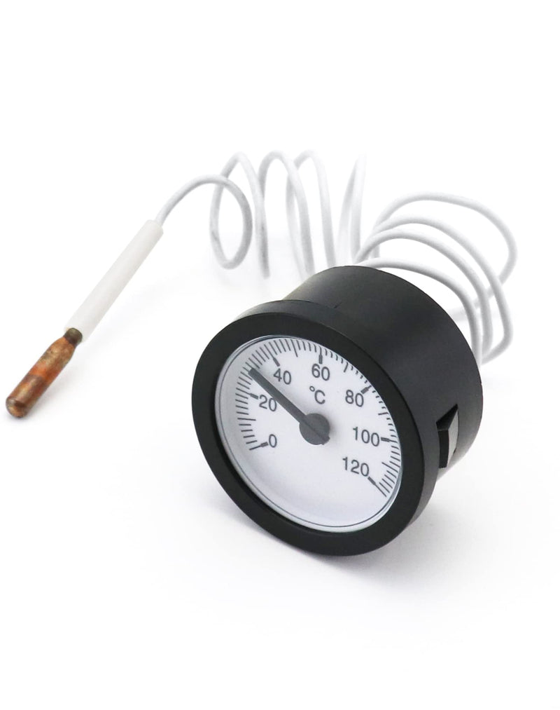 QWORK thermometer with capillary sensor used for boilers, heating and cooling systems, capillary 1000 mm, 0-120°C