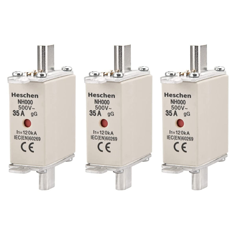 Heschen NH fuse insert NH000 35A gG front display combination detector, 3 pieces