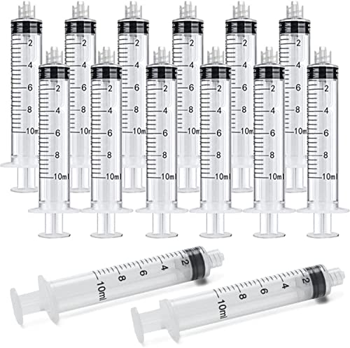 Pack of 20 10 ml Luer Lock Syringes, Individually Sterile Sealed 10 ml Plastic Luer Lock Syringes without Needle, for Scientific Laboratories, Epoxy Resin, Crafts, Feeding Pets (10 ml) 10ml