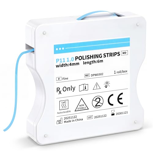 Tooth Sandpaper, AISEELY Dental Polishing Strips, Fine Size - 4 mm Width - 6 m / Rolls/Box, Tooth Sandpaper Interdental Sanding Tools for Polishing Teeth (Blue, 1 Piece) blue