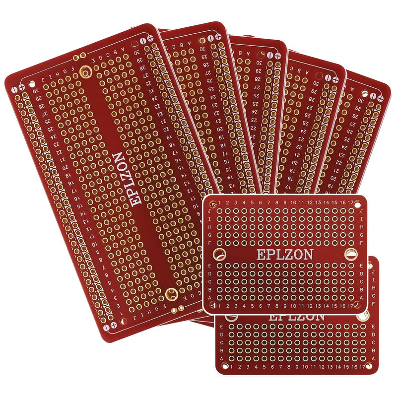 EPLZON Prototype Board Solderable Breadboard Double-Sided Circuit Board PCB Circuit Board for Welding Arduino, DIY Electronic Items (5 pieces + 2 pieces, red) red