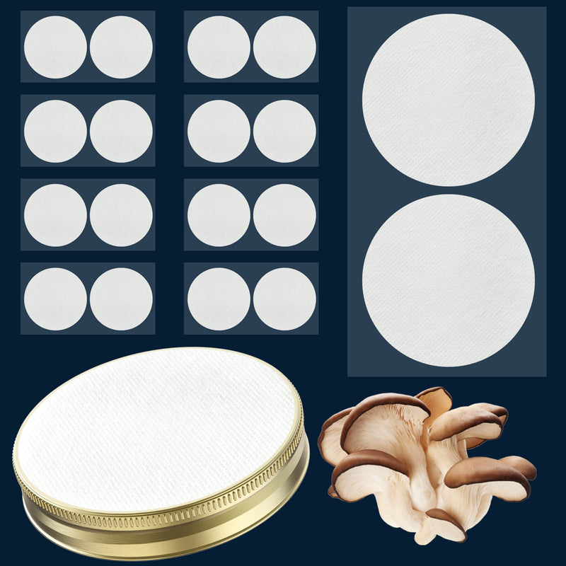 Synthetic Filter Paper Stickers, 82mm 0.3μm PTFE Filter Disc Strong Adhesive Wide Mouth Mason Jar Lids Mushroom Growing (Pack of 18)