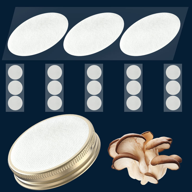 Synthetic Filter Paper Sticker 65 mm 0.3 µm PTFE Filter Disc Strong Adhesive Patch for Regular Mouth Preserving Jar Lid Mushroom Culture (18 Pieces)