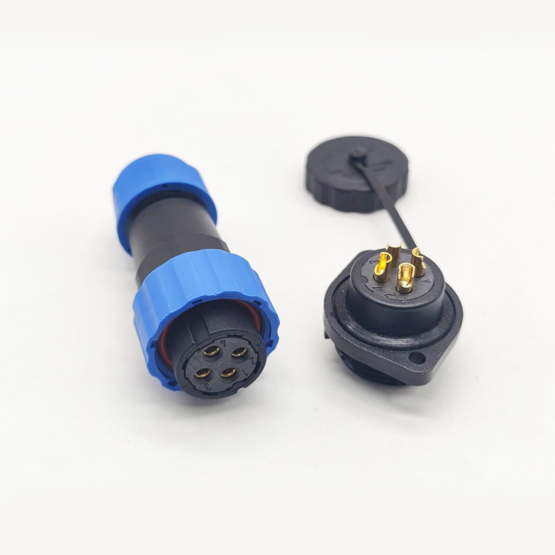 Elecbee Connector Aviation Plug SP21 IP68 4 Pin Female Plug and Male Socket 2 Holes Flange Straight Waterproof and Dustproof Satellite Cable Connector