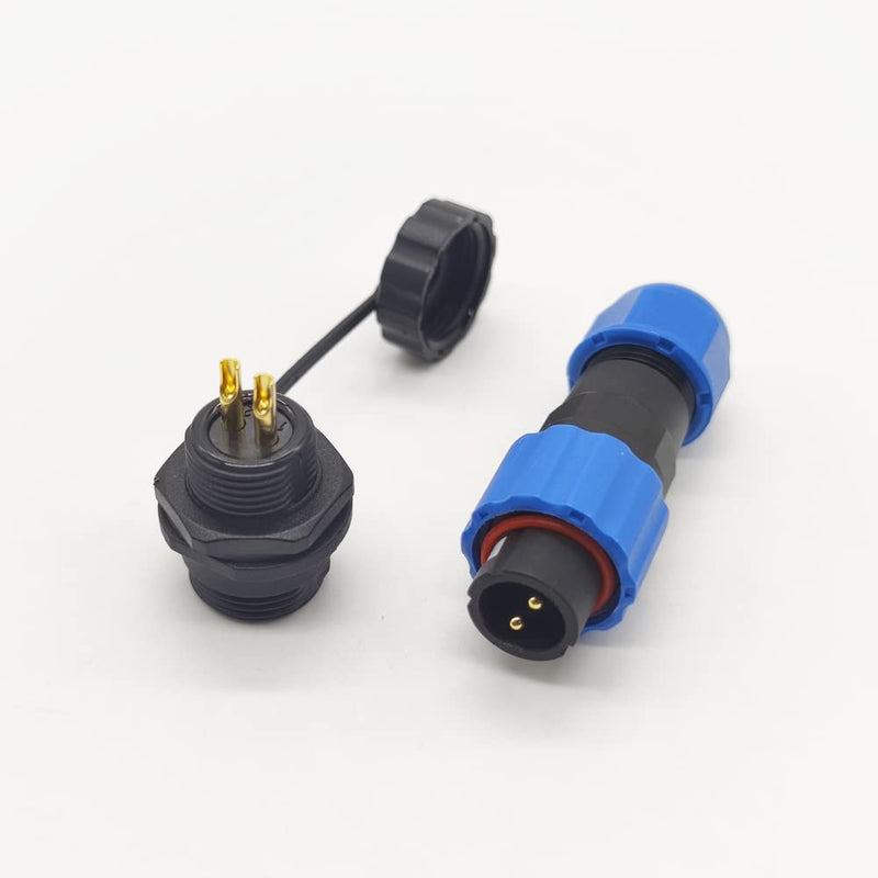 Connector Aviation Plug SP13 IP68 2 Pin, SP13 2 Pin Waterproof Male and Female Satellite Cable Connector Used for Outdoor Lamps