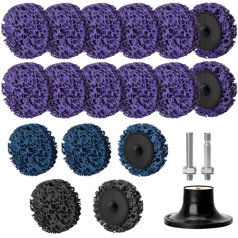 Tendak 17 pieces 2 inch CSD disc sanding disc, coarse grinding disc/purple/blue/black cleaning disc set, for surface processing, metal, stainless steel (50mm) 17 pieces - 50mm