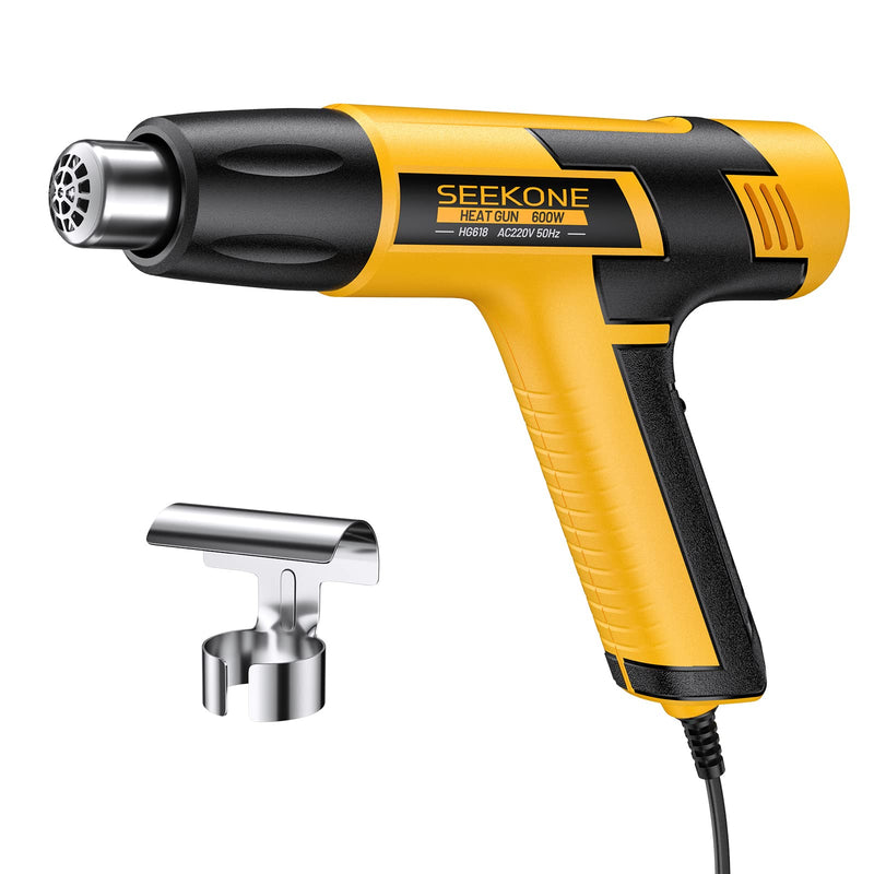 SEEKONE mini hot air gun, 600W dual temperature hot air gun 300℃ & 500℃, with overload protection and ceramic heating core for crafts, embossing, paint stripping, shrinking and shrink tubing