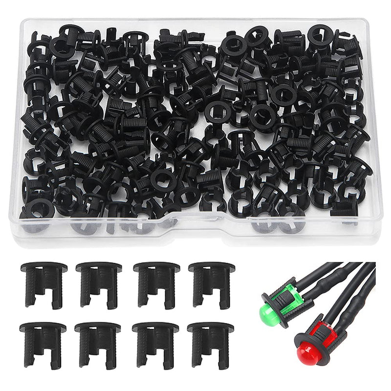 Lyeteung 150 pieces 5 mm plastic LED diode holder, LED lamp holder, clip bezel attachment diode holder, LED socket, LED installation clip, black 5 mm plastic - B