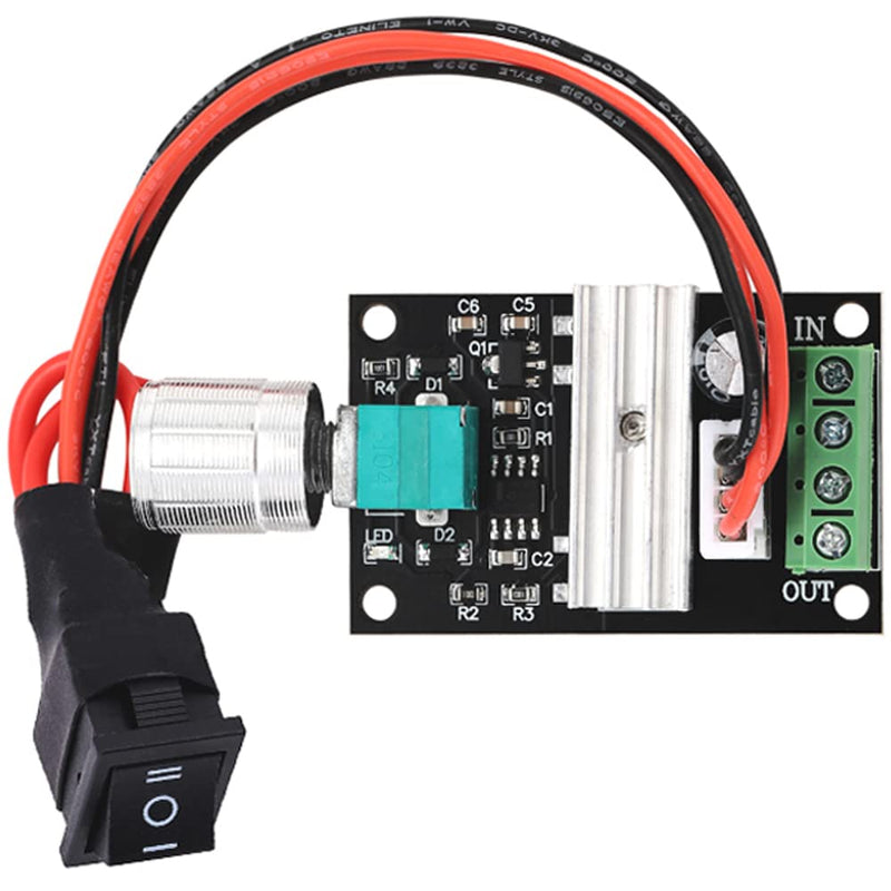 Greluma 1 Piece 6V 12V 24V 3A 80W DC Motor Speed Controller (PWM) Adjustable Reversible Motor Driver Switch DC Motor Speed Controller 1-1