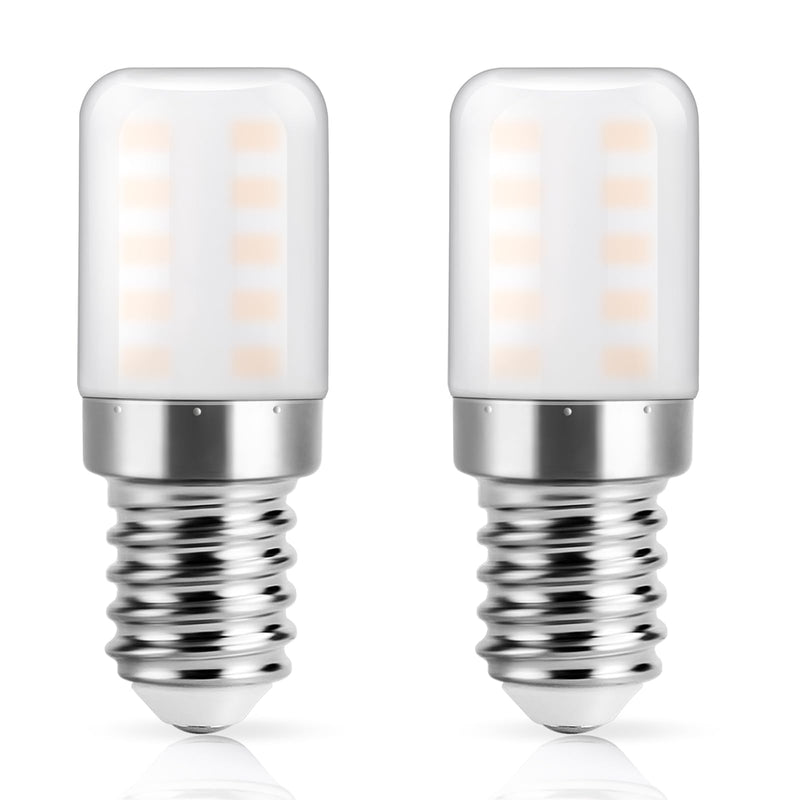 DiCUNO refrigerator lamp E14 LED lamp 3W, warm white 2700K, replaces 30W halogen bulb, 300LM, 85Ra, 360° beam angle, light bulb for refrigerator, sewing machine, 230V AC, set of 2