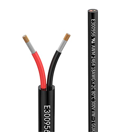 18 AWG 2 x 0.75 mm² Electric Cable, 2-Core Extension Cable 5 m UL2464, 5 V/12 V/24 V/300 V Oxygen-Free Multi-Strand Tinned Copper Cable, Landscape Wire Cable LED Lights for Cars | 80°C 5V/12V/24V/300V oxygen-free multi-strand tinned copper cable for la...