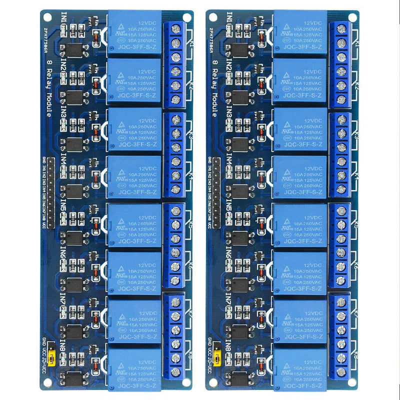 BGTXINGI 2Pcs 8 Channel Relay Module With Easy Coupling 12V Relay Expansion Plate Load Controlled Relay Switch Module Supports AVR/51/PIC Relay Control Module