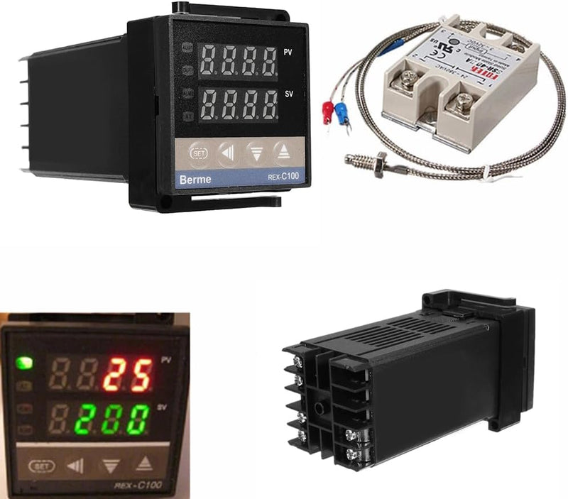 WANGCL Digital PID Controller Intelligent Thermostat with 25A SSR Relay Type K Thermocouple for Electric Power Chemical Industry Holding Tanks Ovens - 0-1300℃