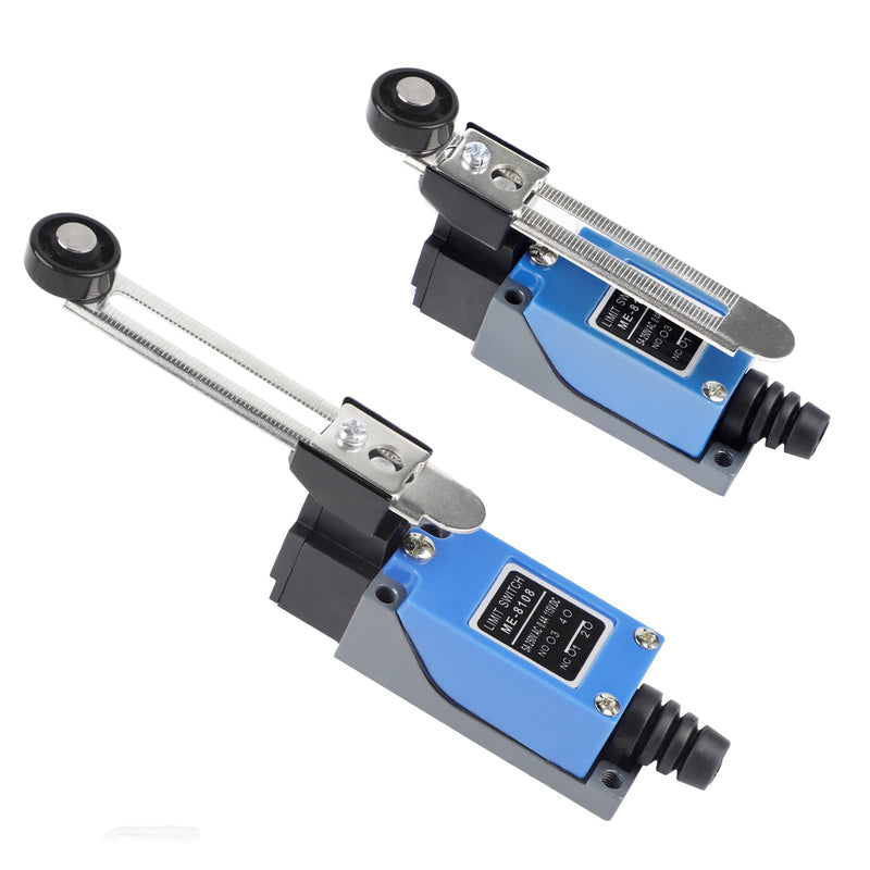 EXLECO 2 Lever Limit Switch Adjustable Limit Switch with 5CM Adjustable Roller Lever 1NO 1NC ME-8108 Limit Switch Self-Resetting Changeover Switch for CNC Router Plasma Electric Control Switch 2 Pieces