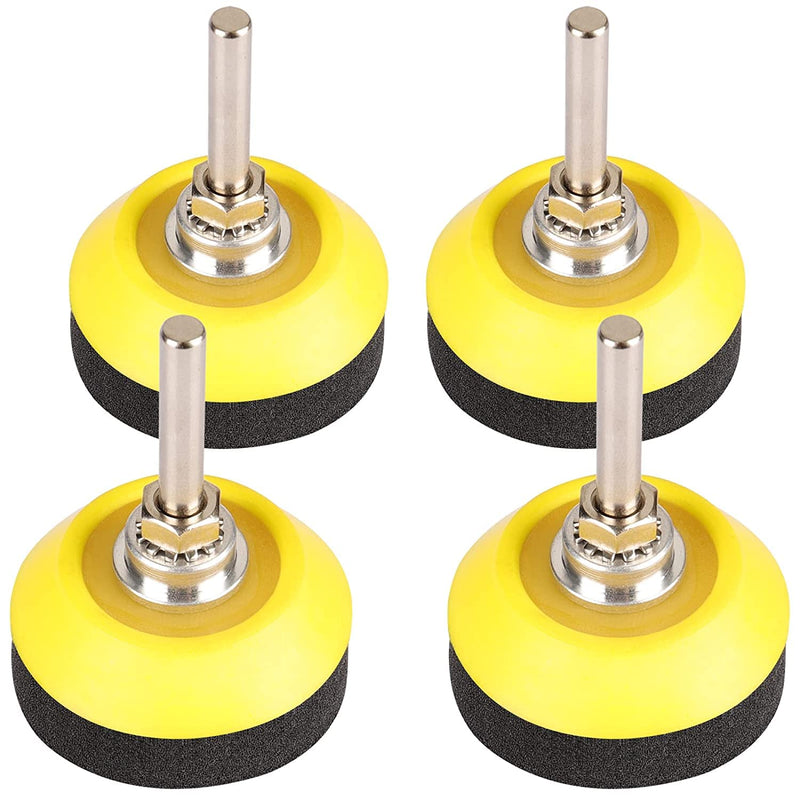 STEBRUAM 2 inch sanding disc pads, silk back, Velcro pad for sanding discs, 1/4 inch shaft, drill attachment, foam layer, buffer pad (4 pieces) Roloc disc pad holder