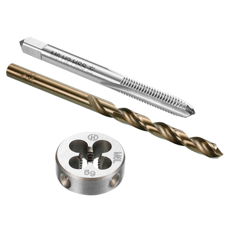 sourcing map tap and die and drill set M6 x 1 left thread milling cutter and round die 5mm cobalt high speed steel twist drill