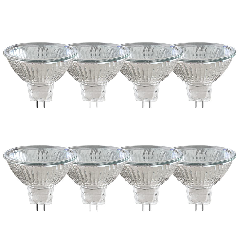 Caldarax Pack of 8 MR16 GU5.3 20W 12V Halogen Spotlights, Dimmable 2700K Warm White, 210LM, Halogen Reflector Light Bulb, GU5.3 Bi-Pin Base Spotlight 36° Beam Angle Mr16 Gu5.3 12v 20w