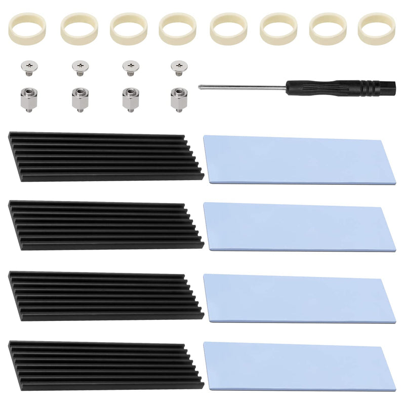 4pcs M.2 SSD Heatsink VooGenzek Aluminum Heatsink with M.2 SSD Screws and Thermal Conductive Silicone Pads for M.2 Heatsink Laptops and Desktops 70x22x3mm Black Black - 70X22X3mm