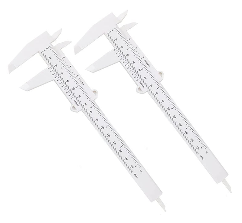 Plastic Vernier Caliper, 2 PCS 150mm 6 Inch for Jewelry Measuring Student Office Carpentry Home