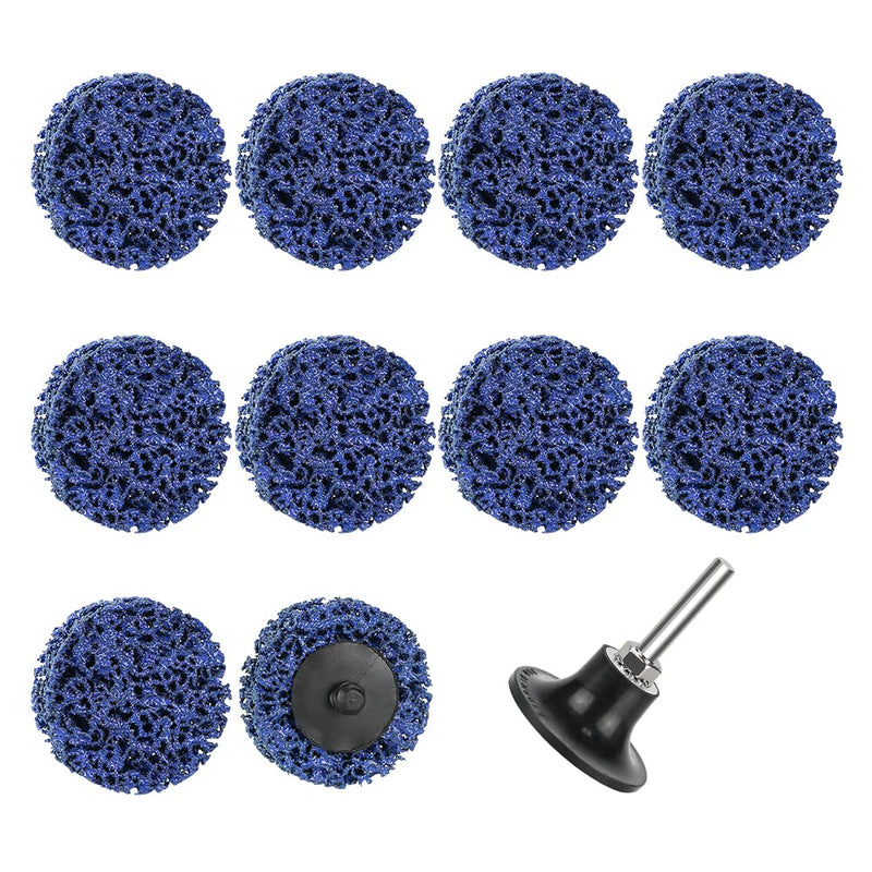 CSD disc grinding disc, cleaning disc set with disc pad holder, diameter 50 mm, coarse grinding disc, surface processing or paint removal, polishing for drilling, roller sanding disc (10 pieces, blue), 10 pieces - 50 mm
