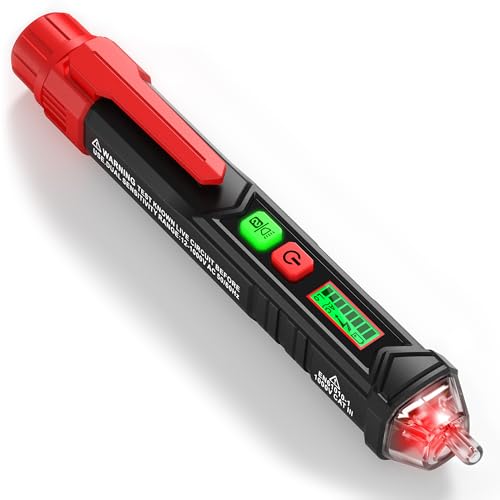 KAIWEETS Voltage Tester Non-Contact NCV, Dual Sensitivity 12/48-1000V AC Non-Contact Phase Tester, Live/Neutral Detection, Beep & LED Alarm, CAT III 1000V, Pocket Size HT100EU