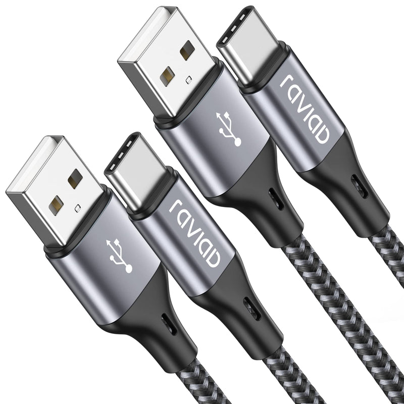 RAVIAD USB C cable [2 pieces 1M], charging cable USB C fast charging cable nylon type C charging cable for Samsung Galaxy S23 S22 S21 S20 S10 S9 S8 A51 A50 A41 A21s A20, Note10 9, Huawei, Sony Xperia, OnePlus-Grey