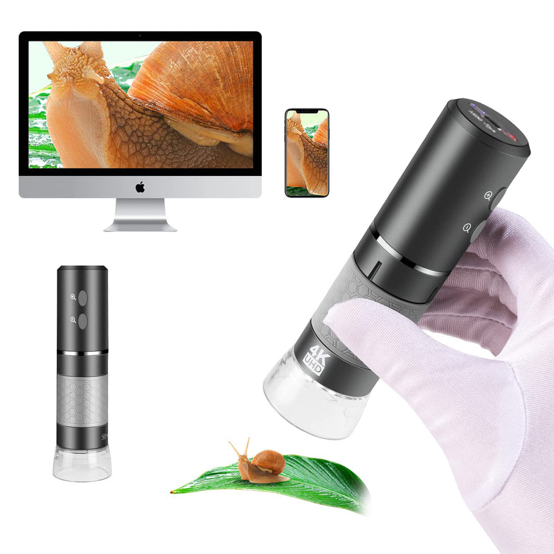 4K WiFi Digital Microscope Camera for iPhone Android Phone and Windows Mac PC, 3840x2160P Wireless Handheld Microscope, Portable Microscope for Adults and Children WiFi Microscope