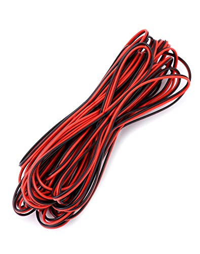 QWORK 10 Meters 22AWG Electric Wire, 2 Core Black/Red Electric Wire, Extension Cable, for LED Strip and Electronic Wiring 22AWG 10m Red-and-black