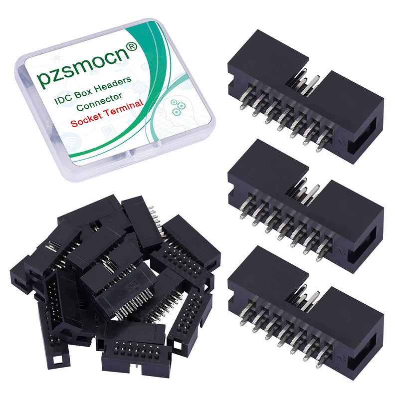 Pzsmocn Pack of 20 IDC 2 x 7 Double Row 14 Pin Box Connector Male Socket Terminals 2.54mm Pitch, JTAG ISP 14 Pin Straight Insert Adapter Socket Terminals for PCB Electronics Projects. 14-Pin 2.54mm Male Socket Terminals