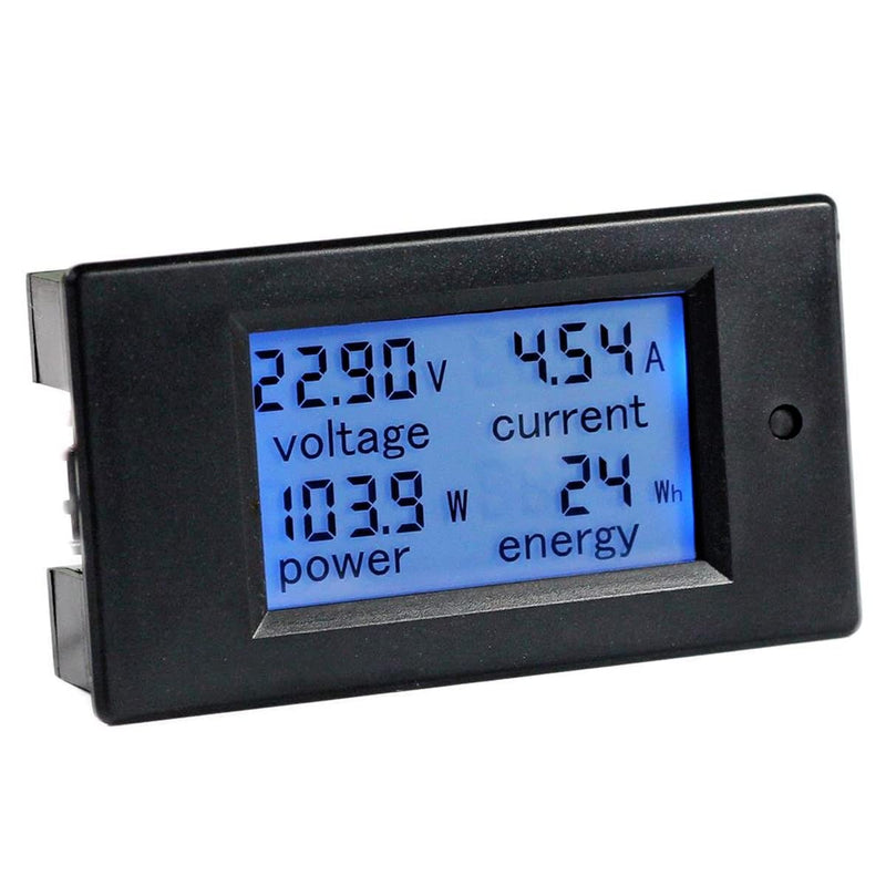 Greluma 1 piece DC 6.5-100V 20A LCD display digital current voltage energy meter multimeter amp voltmeter, 4 in 1 digital amp volt watt kWh meter tester measuring device 4-in-1 multimeter