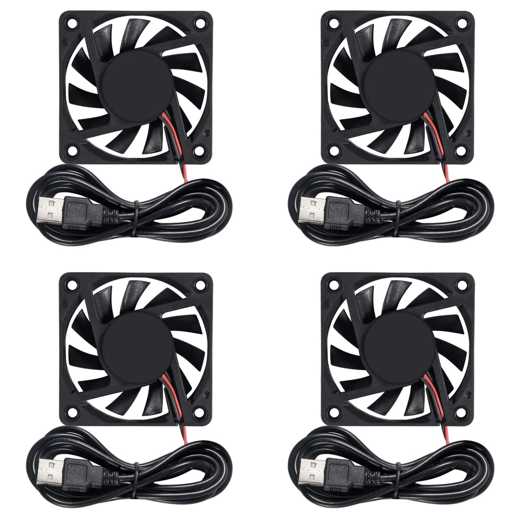 4Pcs DC 5V USB 6010 Fan 3D Printer 60x60x10 Brushless Fan 60mm for Makerbot for 3D Printer PC CPU Computer Case Fan Cooler