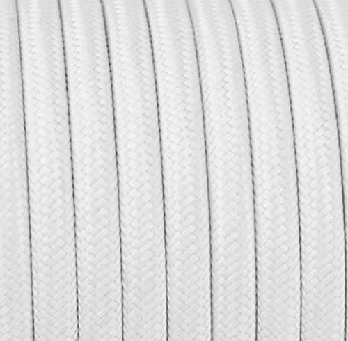 1.2, 2, 3, 4, 5, 6, 7, 8, 10, 12, 15, 20, 25, 30, 50, 100, 200 m 3-Core Textile Cable, Fabric Cable, Pendulum Cable, Lamp Cable, Textile Cable, 3 x 0.75 mm², 3G0.75 [White; 1.2 Metres] 1,2 Meter - [3x0,75] White round