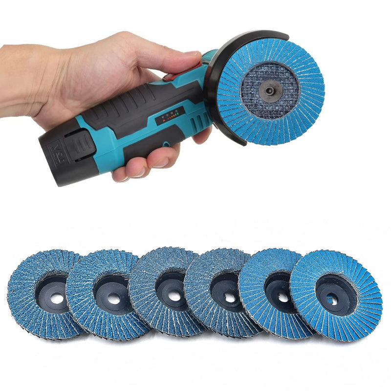 Flap Discs Set of 6 Sanding Discs 75 x 10 mm Grit 60/80/120 Suitable for Cordless Angle Grinder Flap Discs Steel Fan Grinding Disc for Angle Grinder Polishing Machine - 6 Pieces