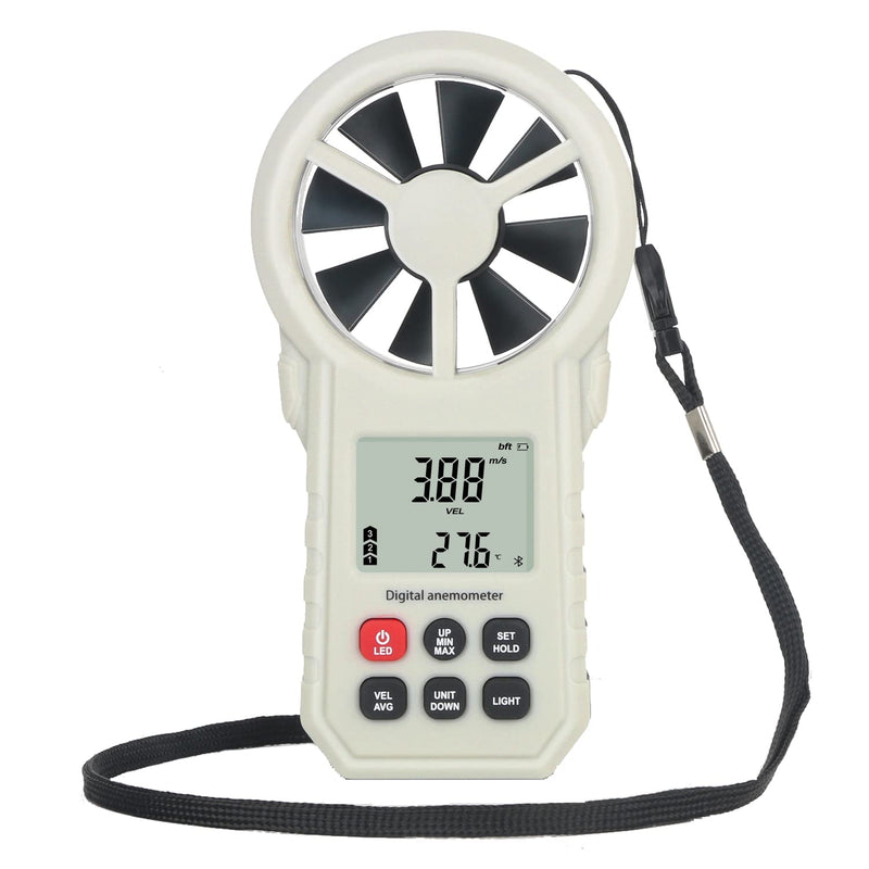 Digital Anemometer Anemometer, Portable Air Flow Meter, CFM Meter for HVAC Fan/Shooting/Drone, Air Flow Speed Meter with Wind Temperature/Humidity Sensor-Gray Black.(APP)