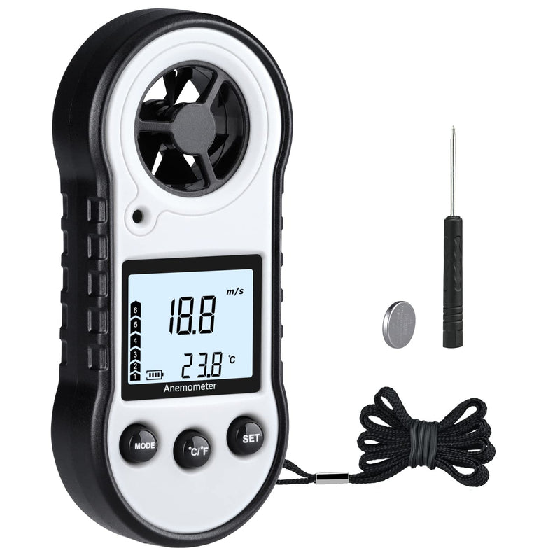 Digital Anemometer, Air Flow Meter with Wind Temperature Tool -10°C ~ 45°C, Anemometer for Measuring Airflow Speed, Anemometer for Sailing/Surfing/Fishing/Kite - Gray Gray.