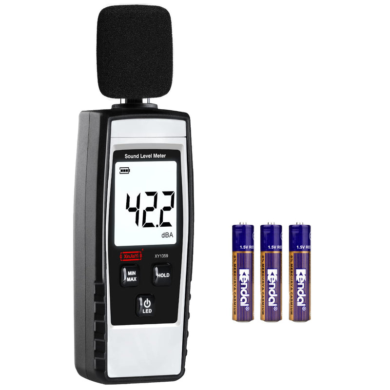 XinJiaYi Decibel Meter, Portable db Meter (Sound Level Meter), Digital Noise Meter, Range 30-130 dB(A) dB Meter, Noise Level Sound Monitor Tester Gray
