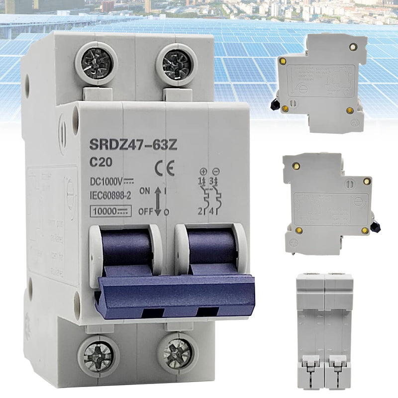 DC circuit breaker mini, 2P 1000V circuit breaker 20A, DZ47-63Z PV system DC circuit breaker, automatic circuit breaker