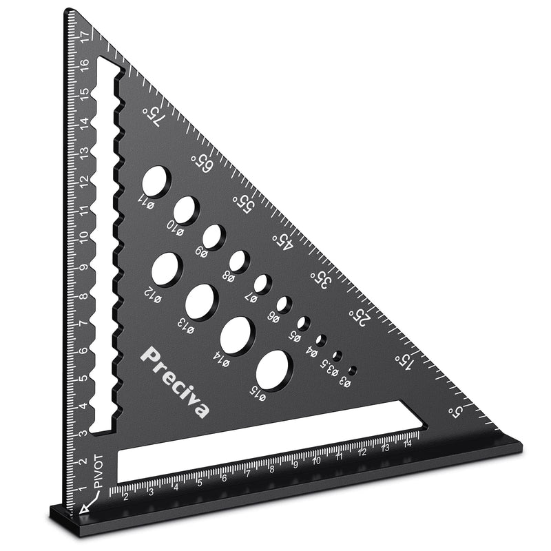 Carpenter's square, multifunctional stop square, metal, aluminum ruler, angle guide, 18 cm, carpenter's square, carpenter's square, protractor, stop square, 45 and 90 degree angle, marking ruler